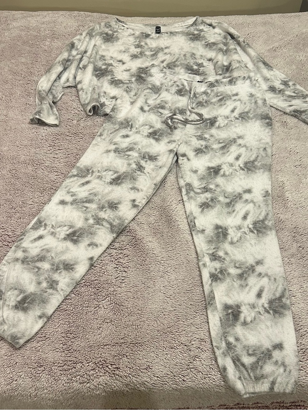 Windsor Tie-Dye 2-Piece Loungewear Set - Gray - Size Large